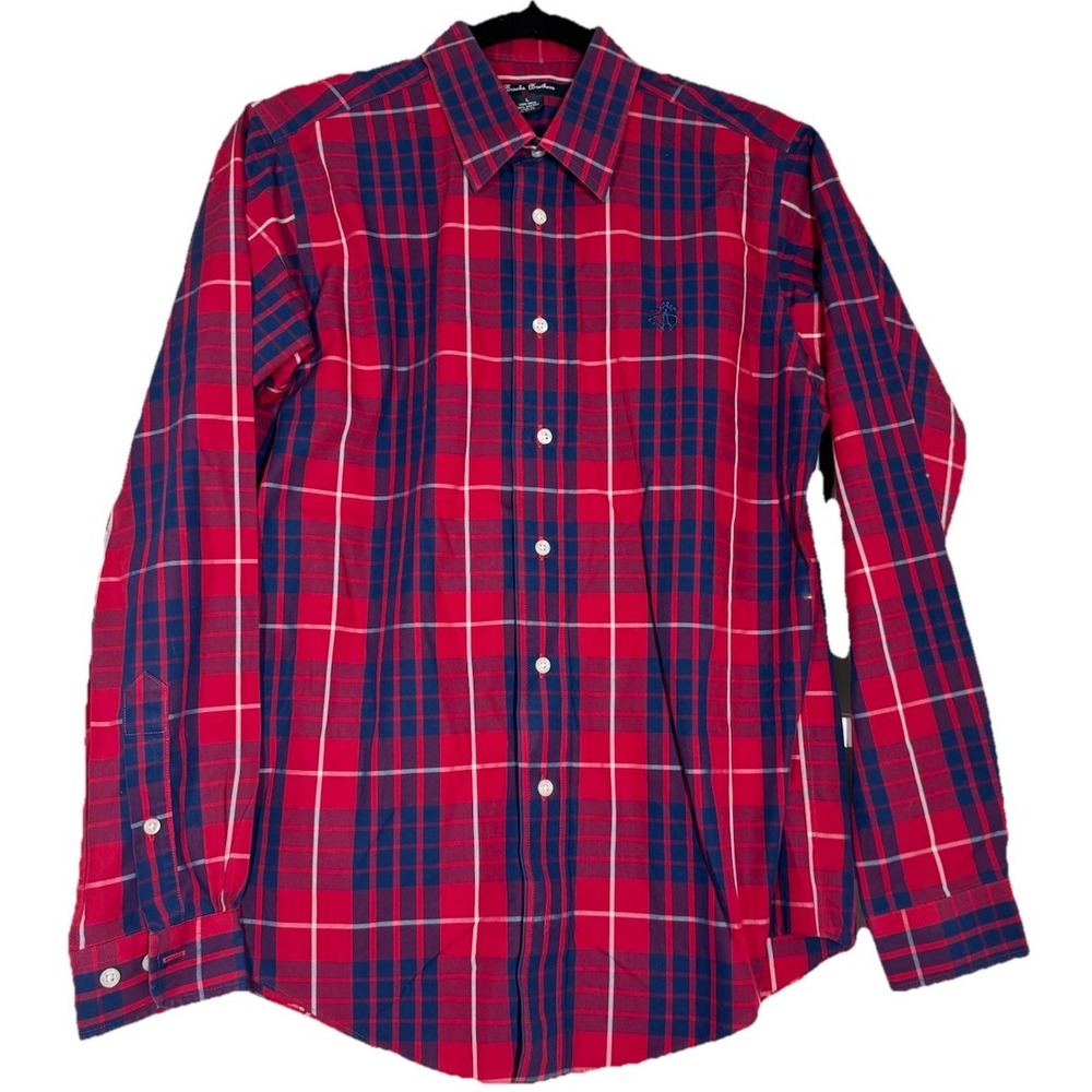 BROOKS‎ BROTHERS BOYS Button Down  No Iron  Shirt  Plaid Size Large